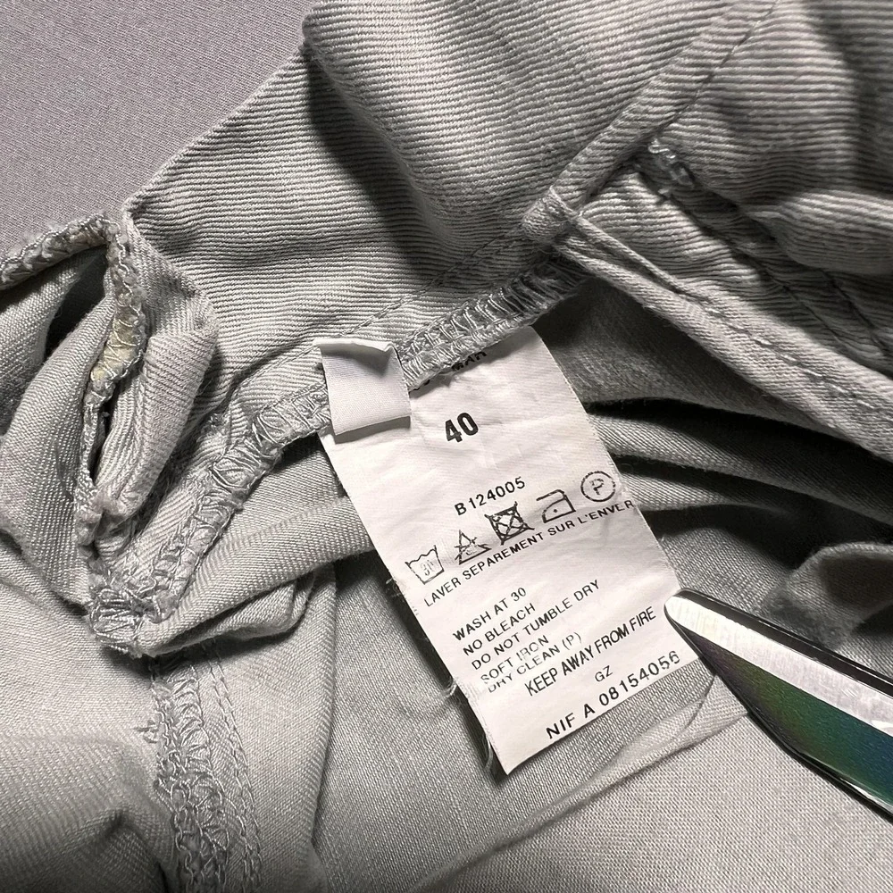 IKKS Cargo Pants Womens‎ 40 Light Gray Cropped Capri Drawstring Button Hem Twill
